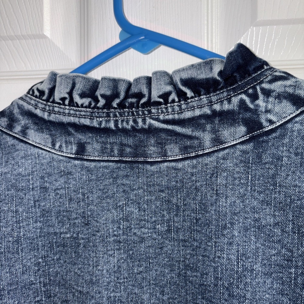 Vintage NorthStyle Denim Jean Jacket Women's XL Pockets Ruffle Trim 3/4 Sleeves - Picture 10 of 10